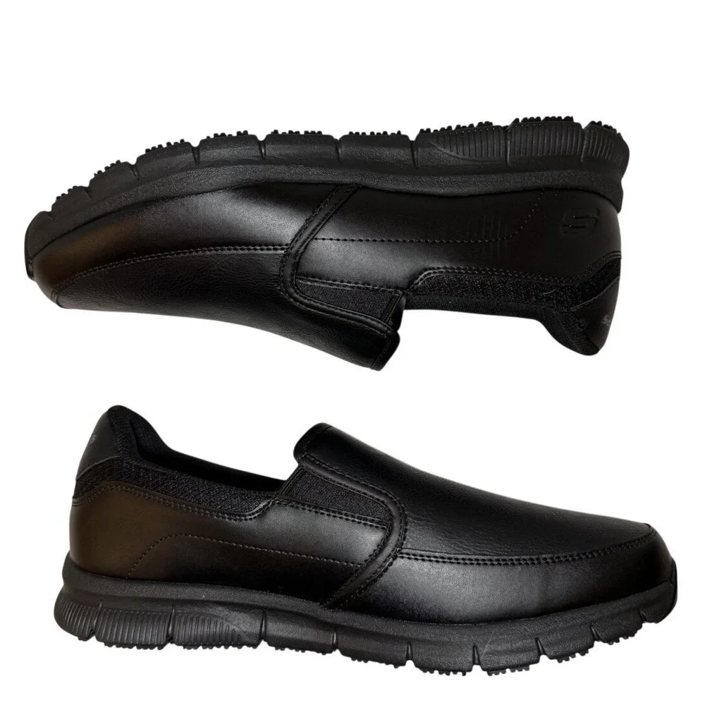 SKECHERS Men's Relaxed Fit Nampa Groton SR Slip Resistant Work Shoe Black Sz 11